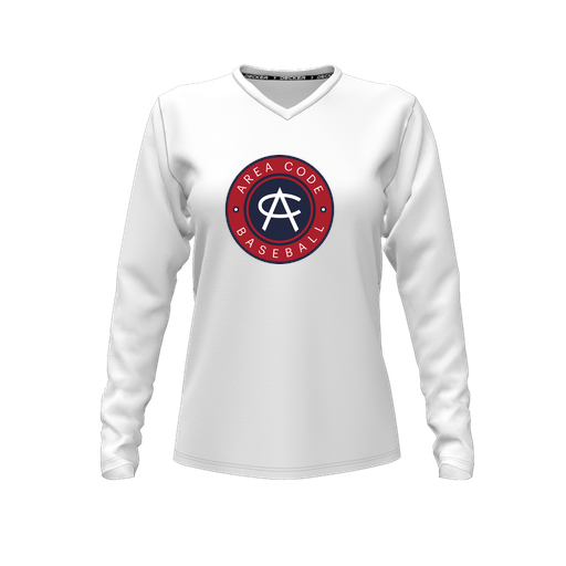 [FTLVCFWH-FYXS-LOGO1] Decker Comfort T-Shirt (Female Youth XS, White, V Neck, Logo 1, Long Sleeve)