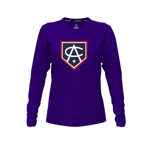 [FTLVCFPP-FYXS-LOGO3] Decker Comfort T-Shirt (Female Youth XS, Purple, V Neck, Logo 3, Long Sleeve)
