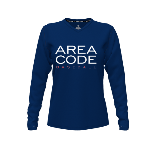 [FTLVPTNV-FYXS-LOGO2] Decker Performance T-Shirt (Female Youth XS, Navy, V Neck, Logo 2, Long Sleeve)